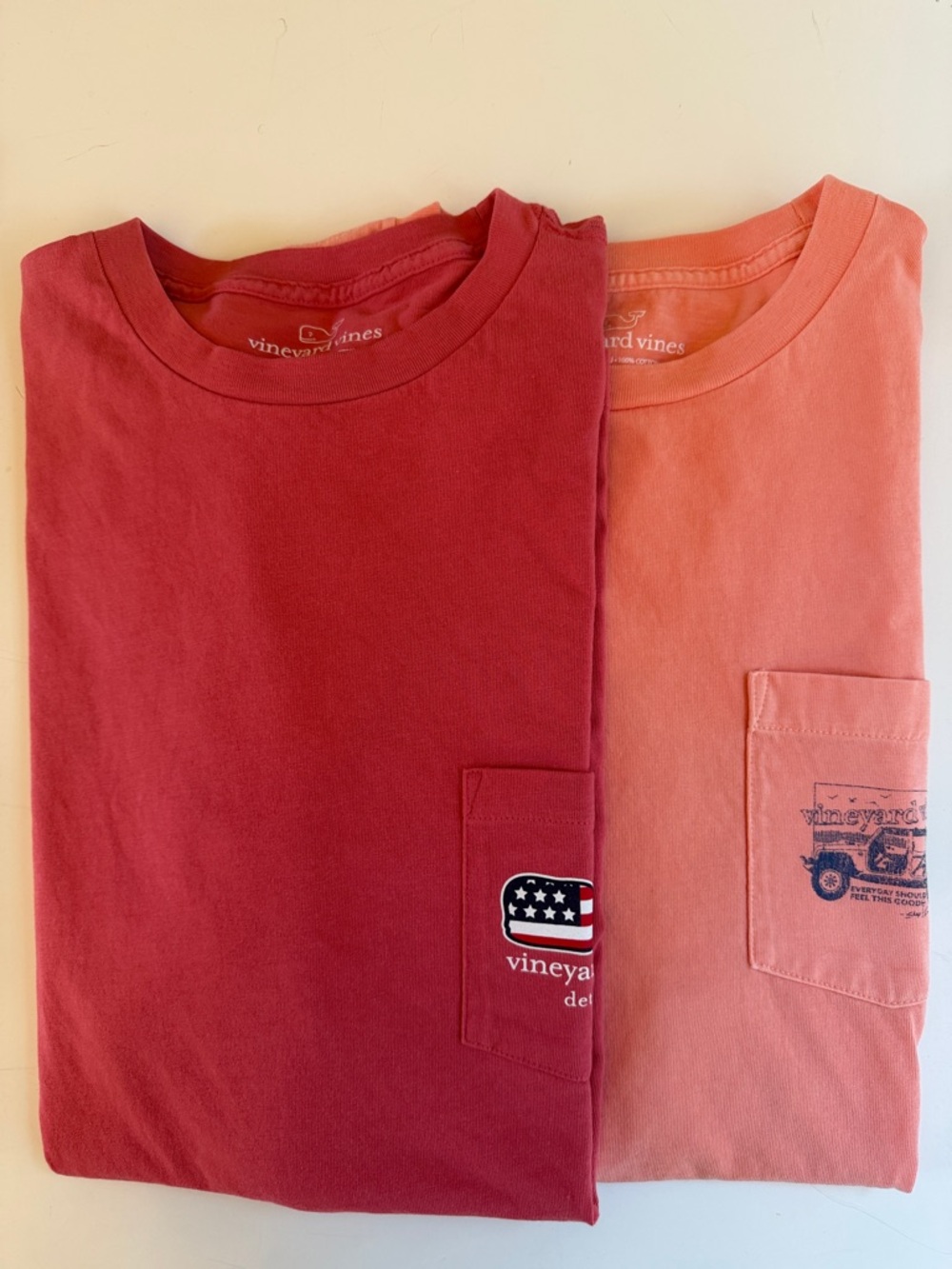 Two Vineyard Vines cotton Short-Sleeved Shirts Size Medium